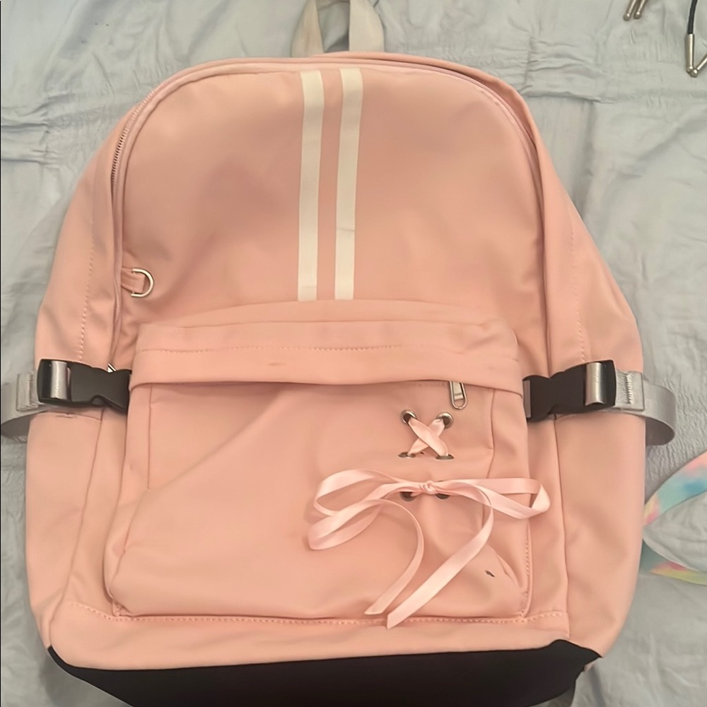 Pink Backpack with Ribbon Detail